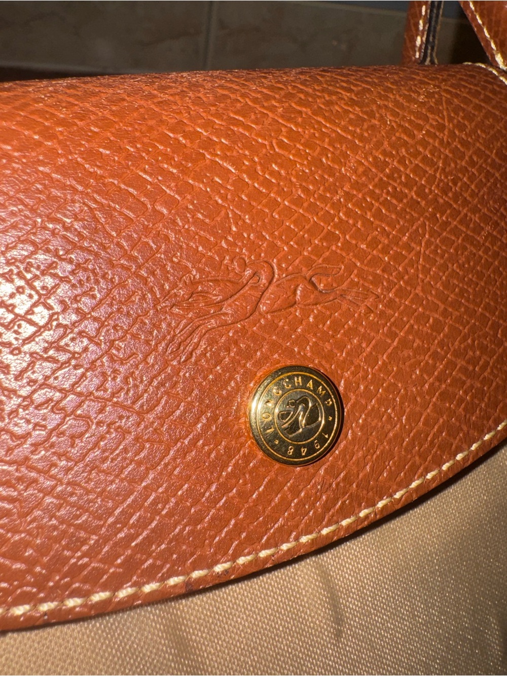 Longchamp Le Pliage Small Top Handle Bag - Beige/Tan - Picture 4 of 10